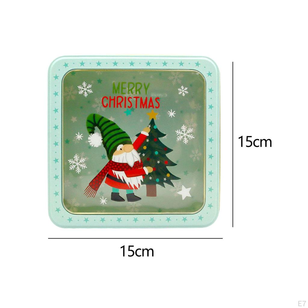 Christmas Candy Tins Xmas with Window Storage Tinplate Box Tin Gift for