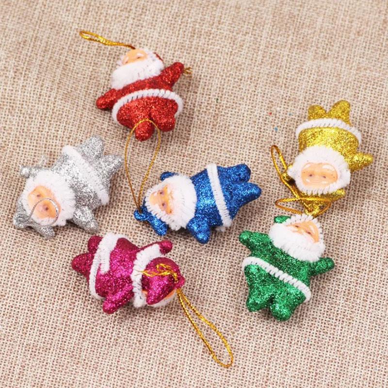 Pack of 6 Vintage 1970s STYLE Santa Christmas Tree Decorations New Sealed