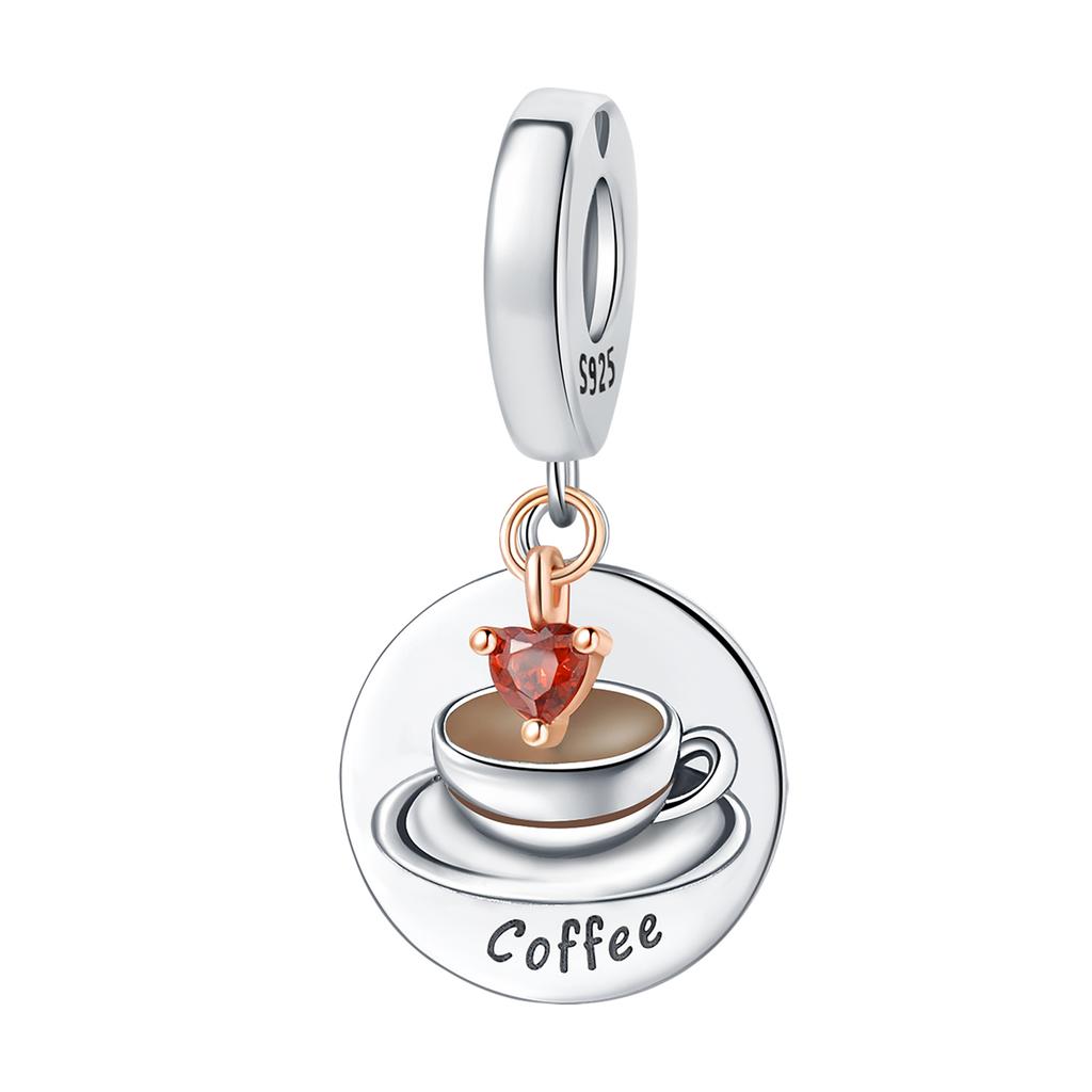 Prata 925 Pingentes Livro de Café Pulseira Charms para Mulheres Joias DIY Contas de Festa Finos Presentes Acessórios