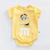 Baby Cotton Short Sleeve Romper For Newborns With Solid Color And Letter Print Design