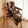 Retro Leopard Print Imitation Cashmere Scarf Women's Autumn and Winter Thickened Large Shawl, Fashionable Rough Edge Warm Scarf