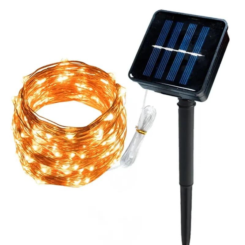

12M 100 светодиодов Солнечный светодиодный светильник, уличная гирлянда, светодиодная водонепроницаемая гирлянда, гирлянды для рождественской вечеринки, садовая солнечная лампа, декор