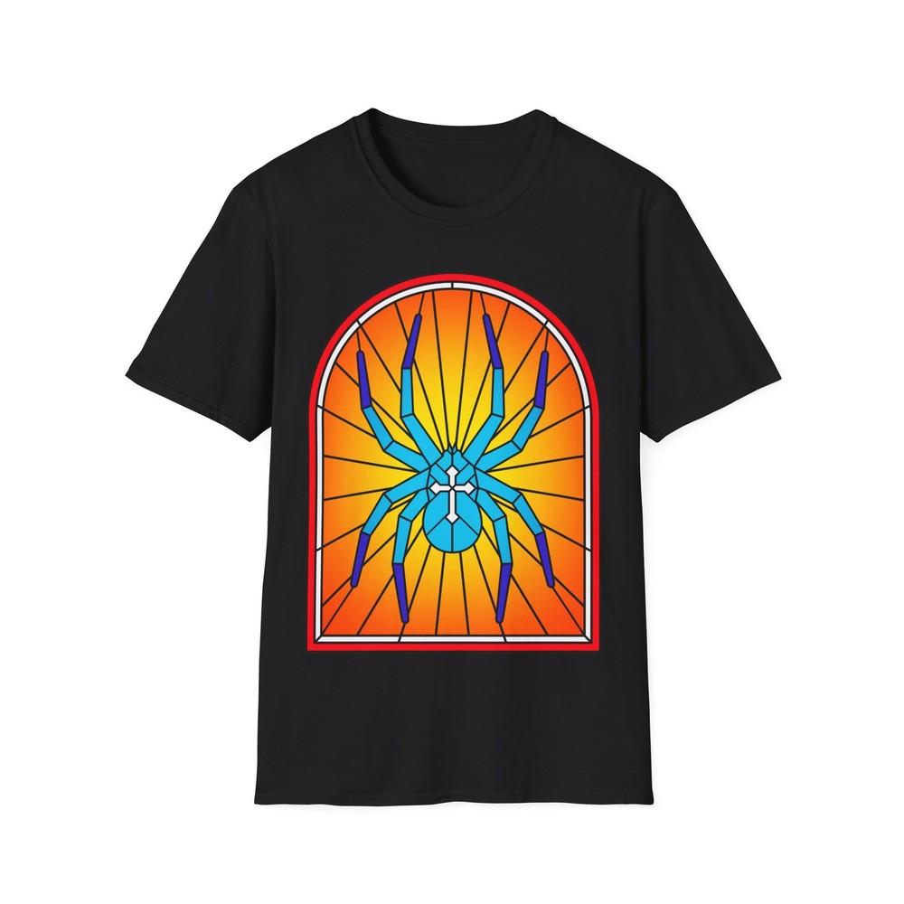 Stained Glass Spider T-Shirt, Funny Halloween Shirt, Unisex Tee, Softstyle Top