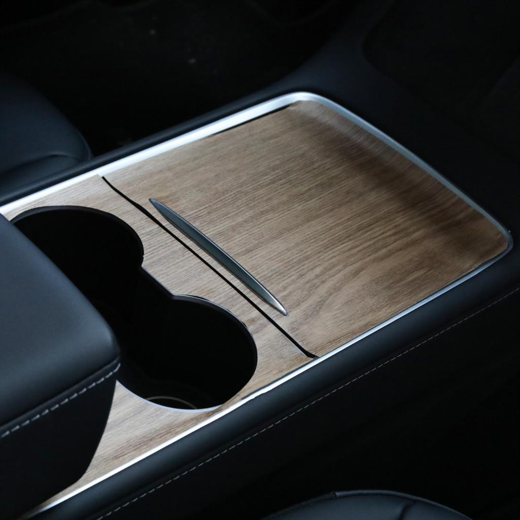 Wood Grain Pattern Center Control Wrap Panel Protective Cover Kit For Tesla Model Y 3 2021-2023 Car Interior Decoration Sticker