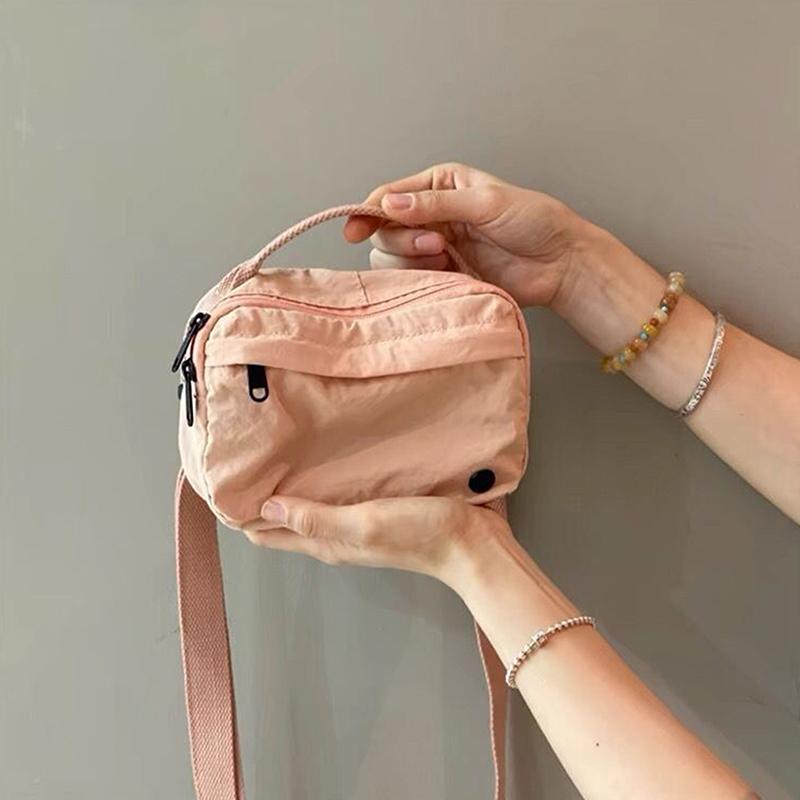 

Квадратная сумка из нейлона макаронс, легкая холщовая сумка, повседневная универсальная на плечо, сумка-мессенджер, сумка для мобильного телефона розовый