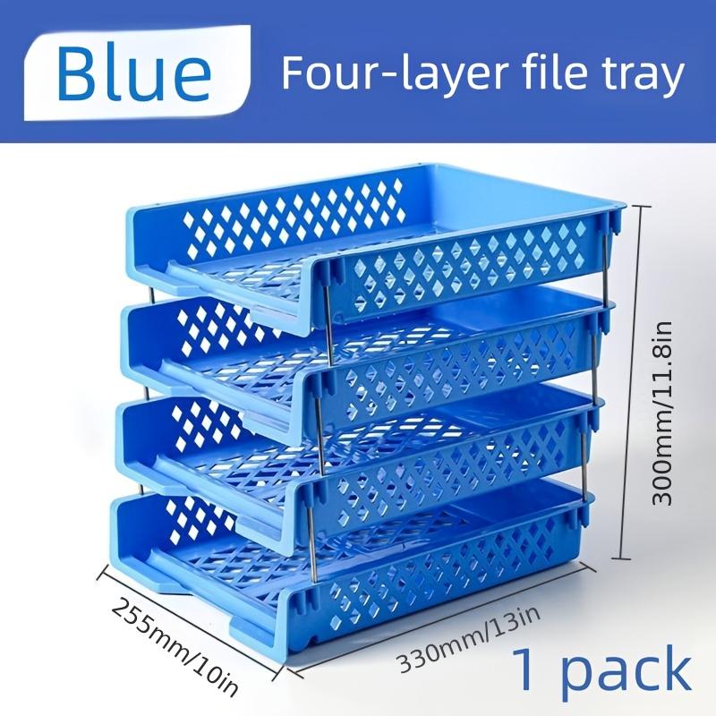 File Manager Rack, Office Stackable Layered File Rack, Document Tray Holder, Desktop Organizer, Paper Storage Case, Four-Tier