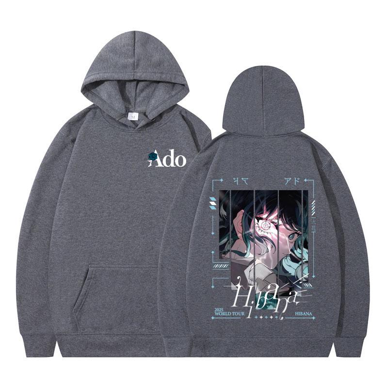 Ado 2025 World Tour Hibana Double-sided Print Hoodies Men Women Fashion Hooded Sweatshirts Long Sleeves Hip-hop Streetwear Tops