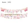 Pink Butterfly Birthday Party Supplies: Disposable Plates, Cups, Tablecloth, Banners, and Balloons for Girls