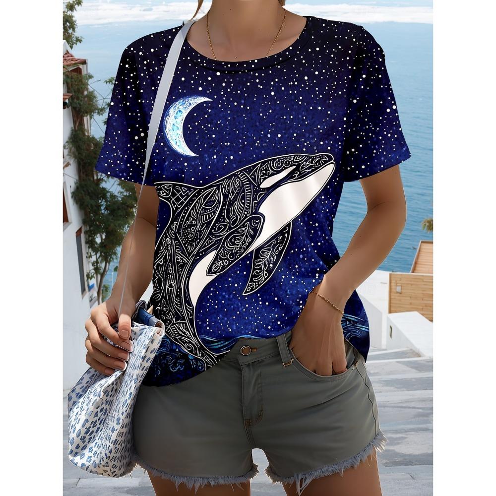 3D Prints Sea Turtle Short Sleeve Tee Tops O-Neck T- Shirt Summer Casual Women's Clothing