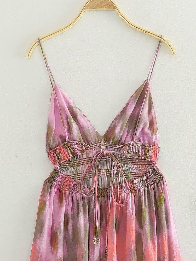 2023 European & American Style Women's Printed Midi Sundress