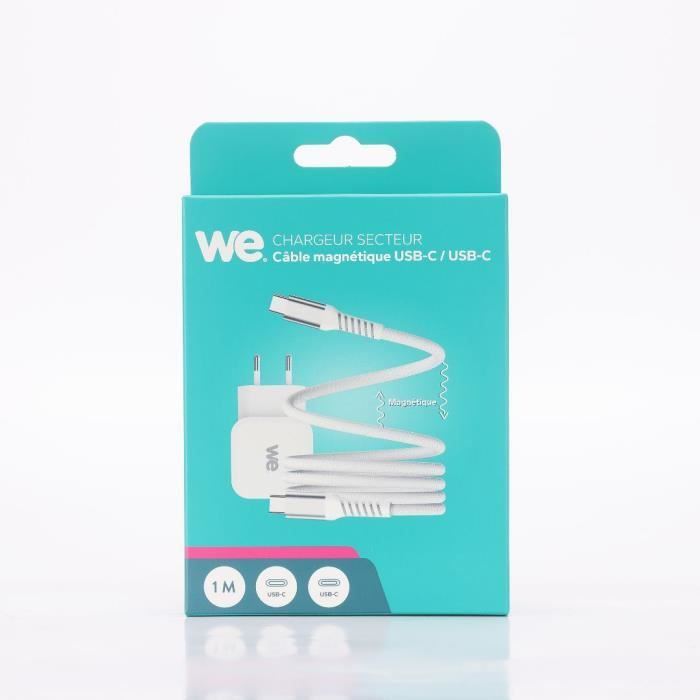Bundle chargeur - WE - 1 port USB-C 20W - câble USB-C/USB-C blanc