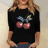 Women's Fashion Casual Round Neck 3/4 Sleeve Loose Independence Day Printed T-Shirt Ladies Top