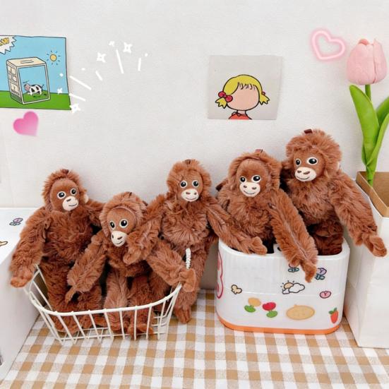 Plysch Orangutang Docka Hänge Mjuk Fluffig Orangutang Nyckelringshänge Gosedjur Ryggsäckshänge för Nyckelring Handväska Skolväska Dekoration