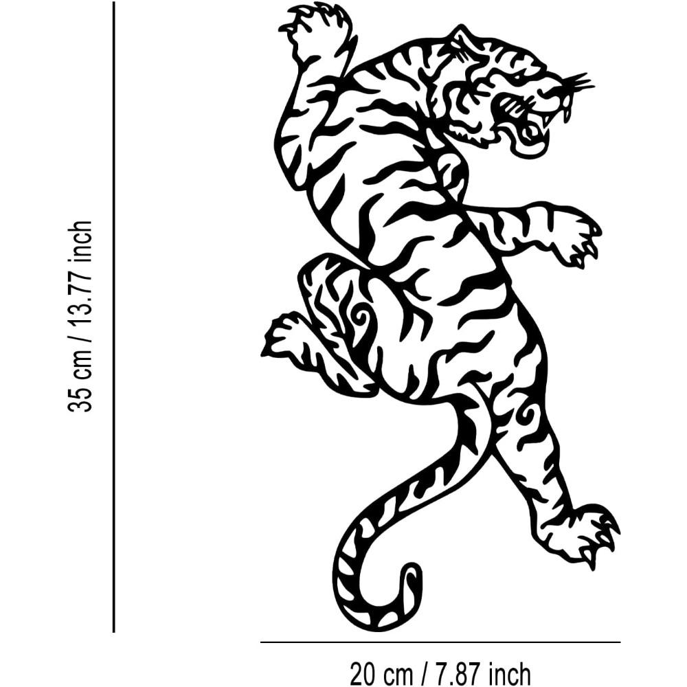 Tiger Metal Wall Sculpture Black Animal Home Decor Art