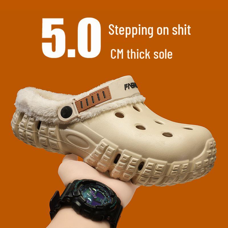 Herre Vinter Fleeceforede Tøfler med Lukket Tå: Tykk, Varm og Komfortabel for Utendørs Bruk