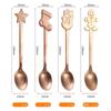 4 Pieces Long Christmas Metal Spoons Set Dessert for Latte Coffee Macchiato