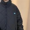Men's Retro Diamond Lattice Cotton Padded Baseball Jacket - Trendy Stand Collar Winter Coat