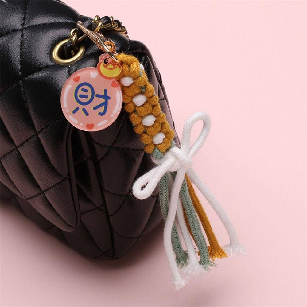 Cute Cotton Rope Key Chains Handmade Multi-purpose Colorful Braided Keychain Large Zipper Puller Women Bag Charm Pendant
