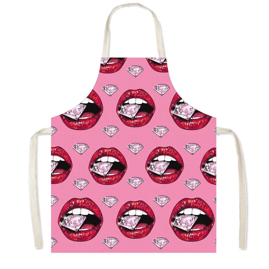Music Rose Note Print Cooking Aprons Women Nice Lips Household Cleaning Clothing Baking Barber Chef Waiter Kitchen Apron