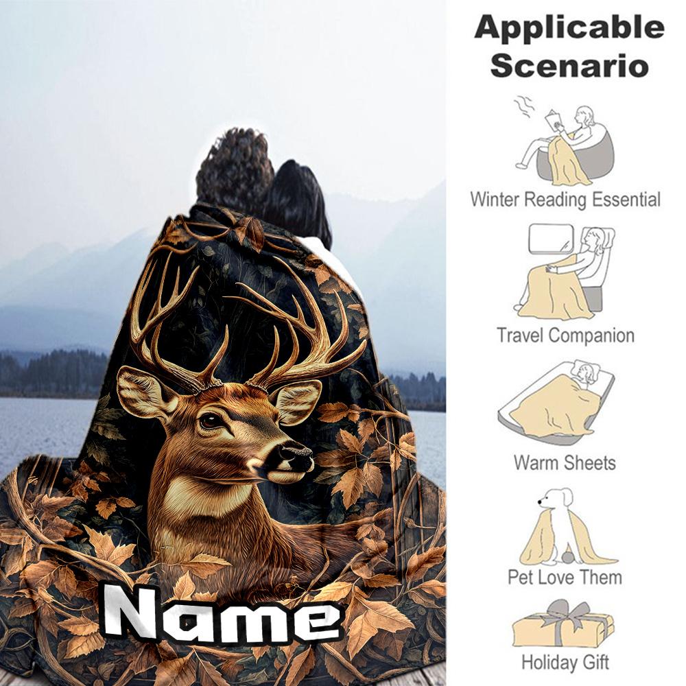 Elk06 Customize Text Blanket Cozy Customizable Blanket Comfortable Great for Couch Seaside Chair Bedding Four Seasons Multipurpose