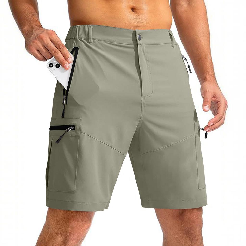 Herrgolfshorts med flera fickor, Elastisk midja, Casual klänningsshorts för sommaren