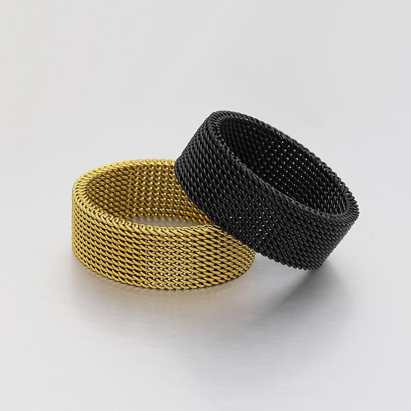 Titanium Steel Mesh Ring: Adjustable Woven Stainless Steel Band for Men & Women