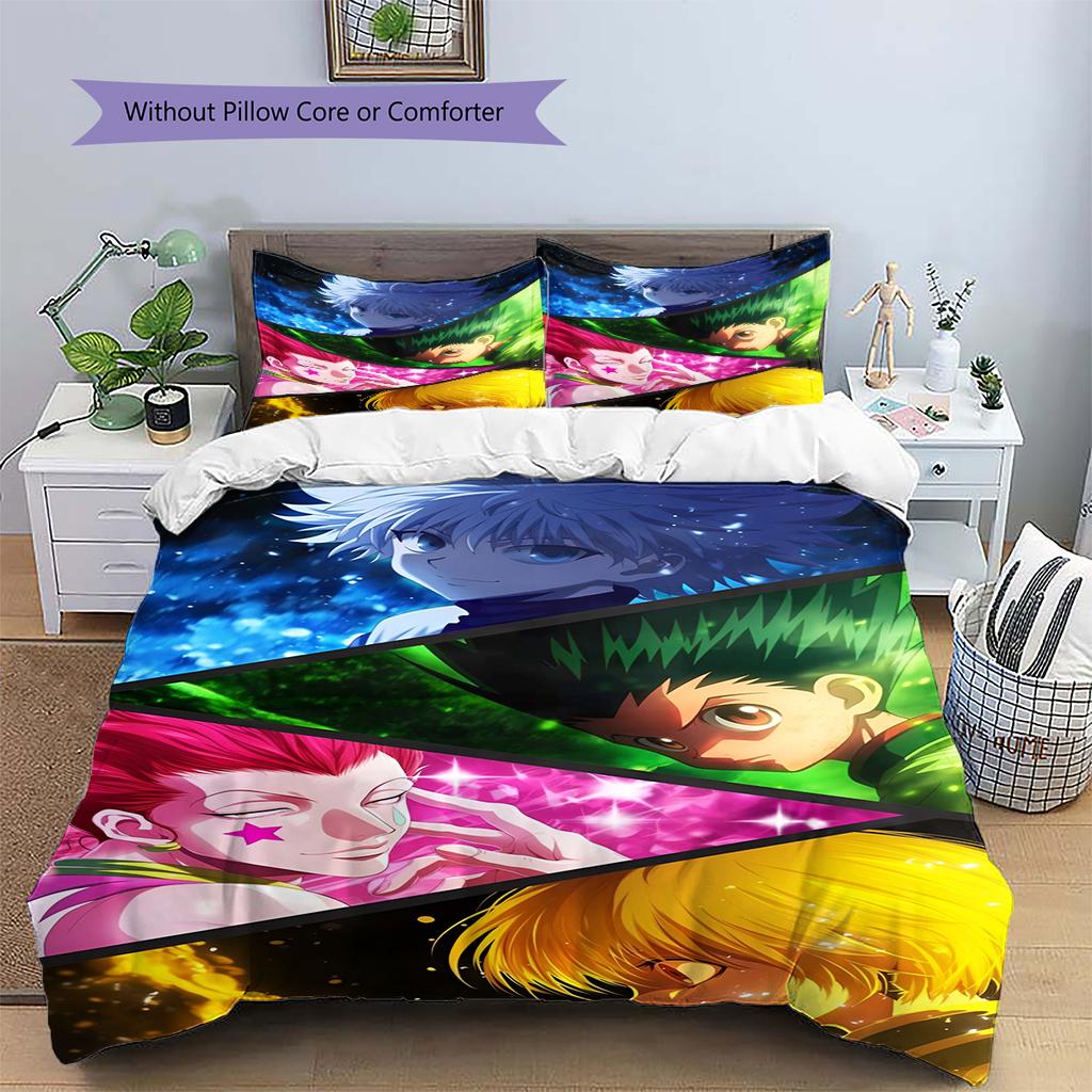 Set Copripiumino Trapuntato con Motivo Anime Federe Decorazione Casa Regalo di Compleanno (1 * copripiumino + 2 * federa, senza nucleo)