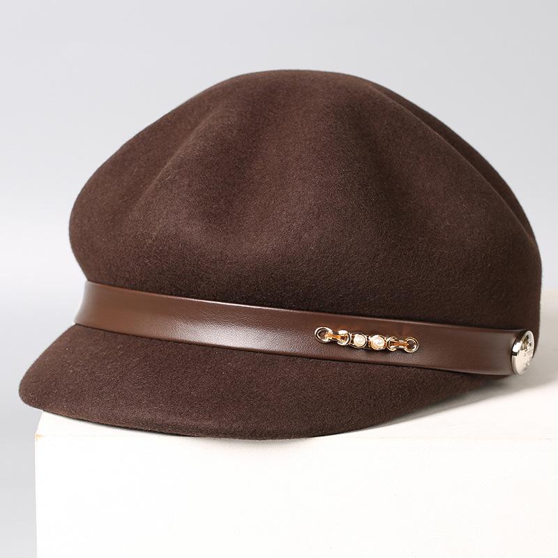 Autumn and Winter New Top Hat Wool Cap Fashionable Elegant Hat Women's Trendy Woolen Hat Fashionable Star Anise Felt Hat
