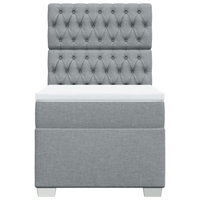 Maison Exclusive - Slatted Bed Base with Mattress Light Grey 90x200 Cm Fabric