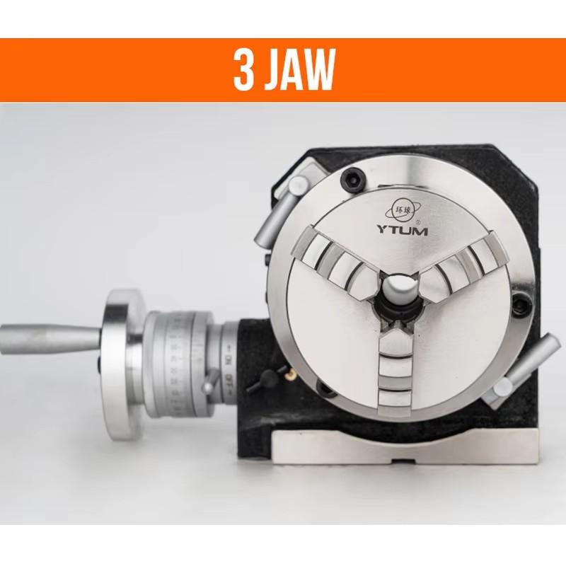 3/4 Jaw 80mm Chuck 4'' Vertical and Horizontal Indexing Plate Rotary Table for Precision Milling Machine Indexing Head