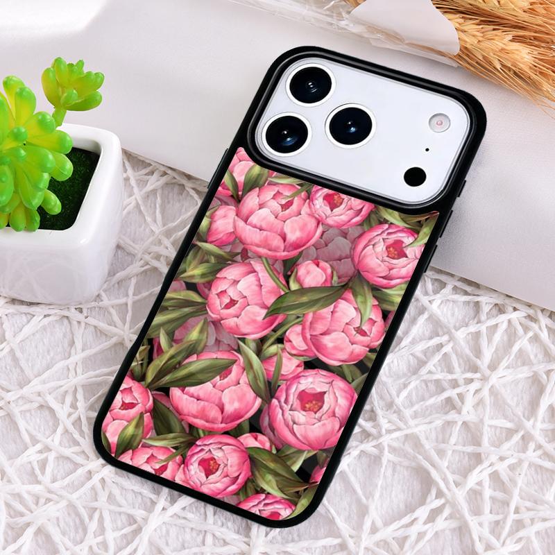 Peony Delicate Flower Shockproof Phone Case for iPhone 17 Air 16e 15 11 12 14 13 Pro Max Cover Coque