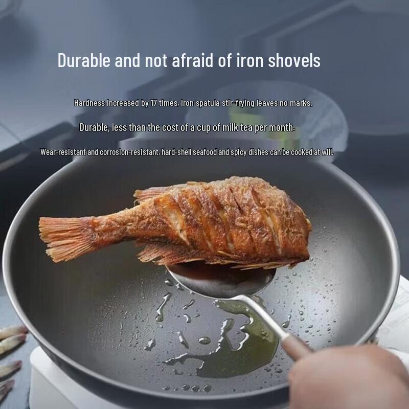 Three-Head Eagle Non-Coated Titanium Non-Stick Wok