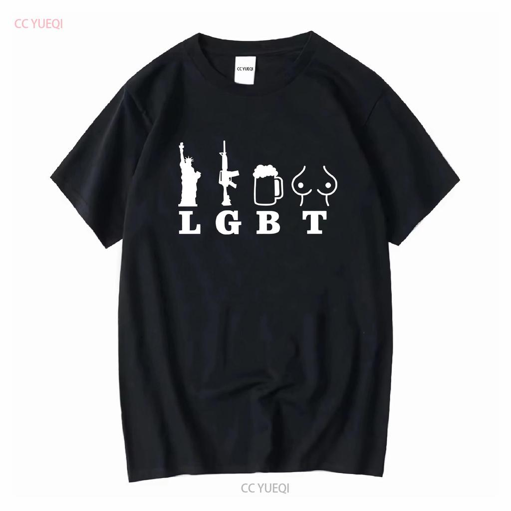 Libertad Armas Cerveza Tetas Camiseta meme divertido LGBT manga larga o corta vintage Lavado moda Unisex Suave Elástica Versátil