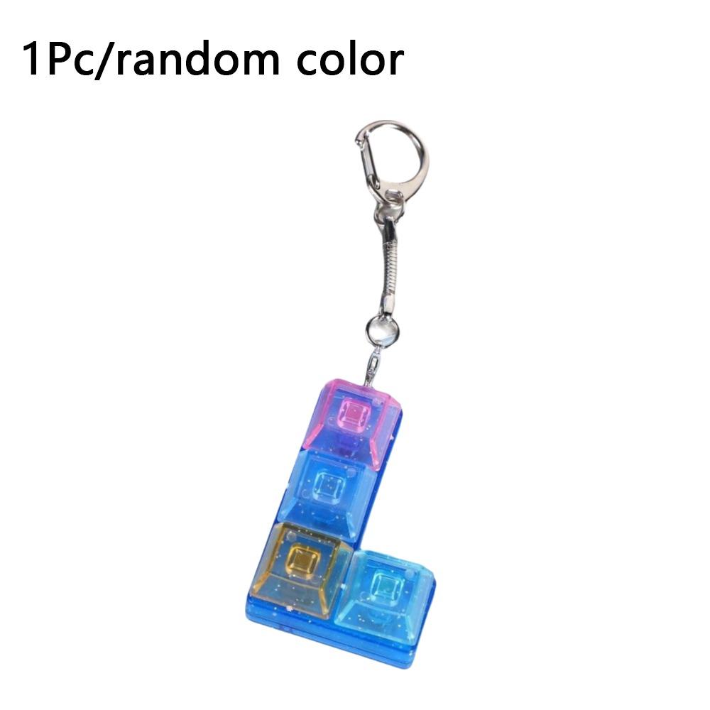 Creatve 4 Keys Fidget Keychain Keycap Stress Relief Clicker Toy Pendant Pass The Time Key Button Finger Keyboard Cap for Adult