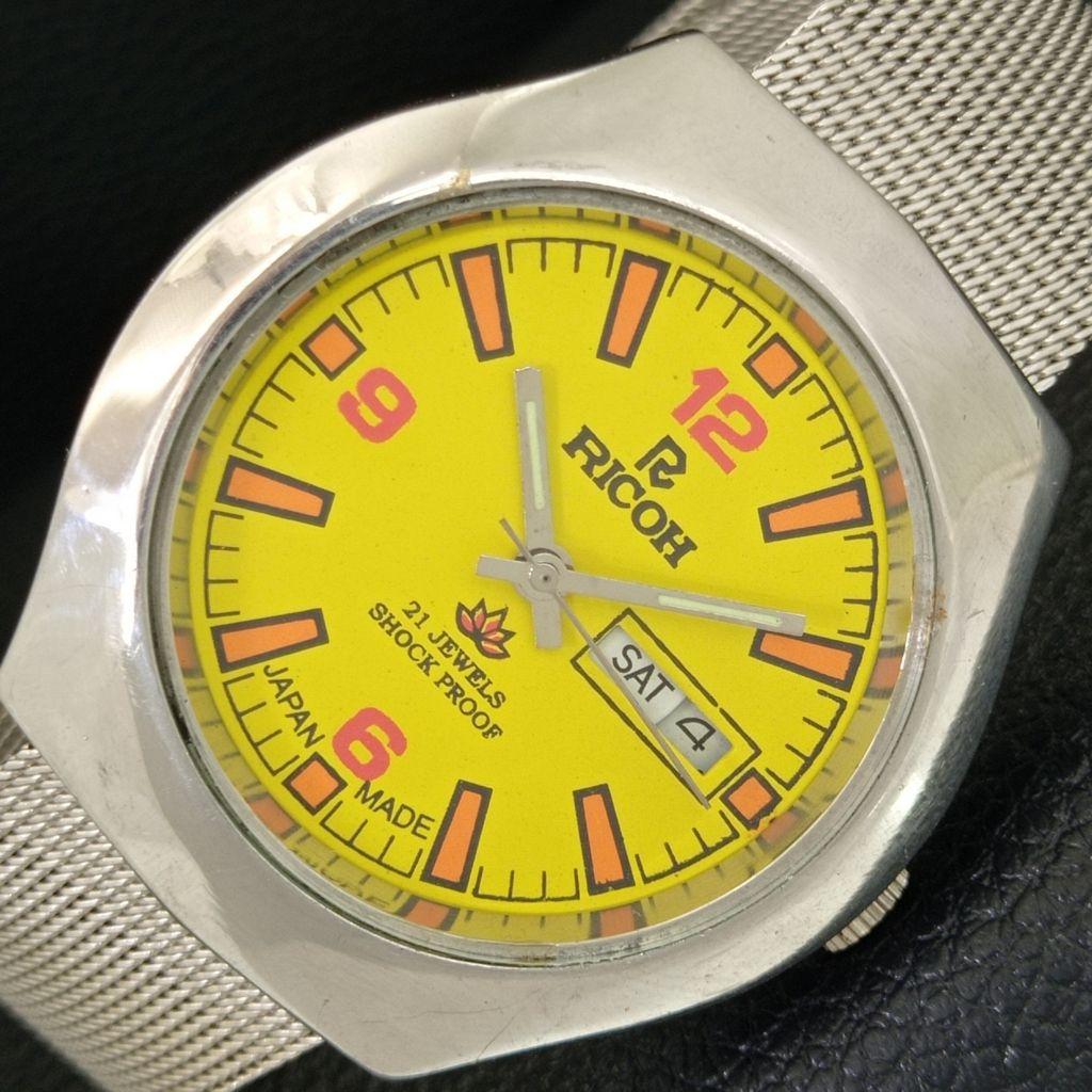 

JAPAN VINTAGE RICOH R31 AUTOMATIC MENS YELLOW COLOR DIAL WATCH a706843-1