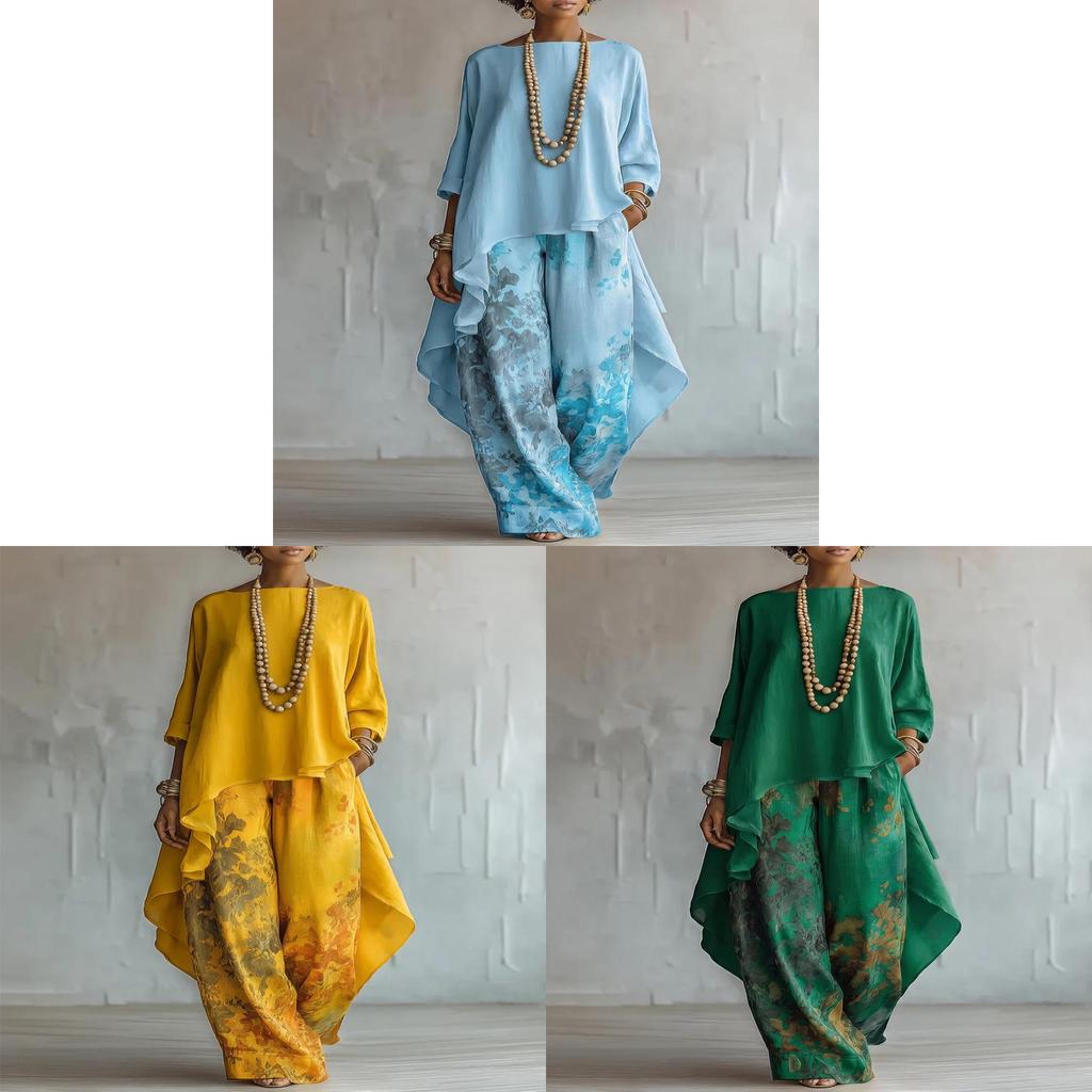 Womens Casual Twopiece Set With Polyester Material And Color Block Pattern For Spring