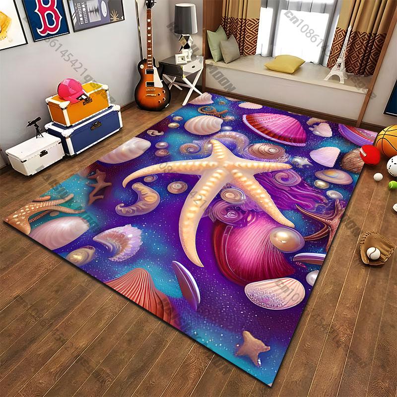 

Starfish seashells sandcarpet Yoga living room room decor children s crawling mat doormat area rug games floor mat 40x60cm