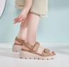 Wedge Easy to Walk [ZUYEE] Women's Sandals, Sole, Velcro, Comfort, Outdoor, Casual, Soft, in, Apricot, 22.5cm