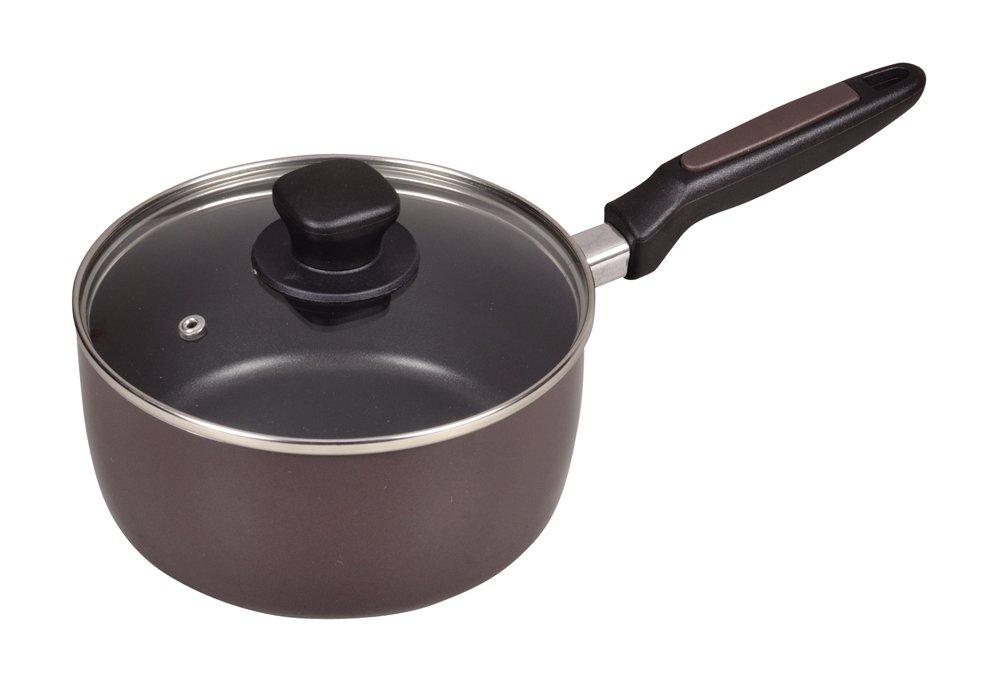 Pearl Metal 18cm Saucepan with Glass Lid, IH Compatible, Non-stick Coating, New Chaco HB-1668