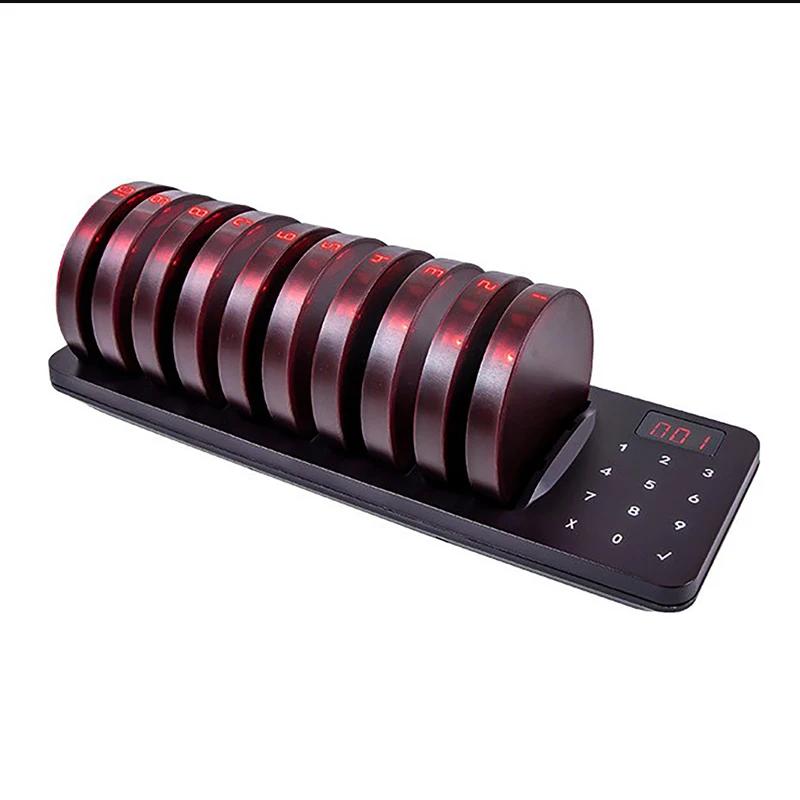 

Пейджер для ресторана, гостевой пейджинг, беспроводная система вызова, 10 вибраторов, зуммер, бипер, приемники для кофе, фургона, бара us