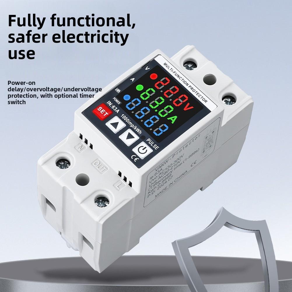 Energy Meter with Adjustable Settings for Home Use Over Under Voltage Protection and Precise Power Measurement