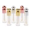 5ml Electroplated Lip Gloss Tube Transparent Pink/Gold/Silver Thick Rod Large Brush Head Empty Bottle Lips Glaze Container