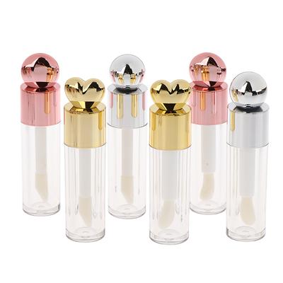 5ml Galvanisierte Lipgloss-Tube Transparent Pink/Gold/Silber Dicke Stange Großer Pinselkopf Leere Flasche Lippen-Glanz-Behälter
