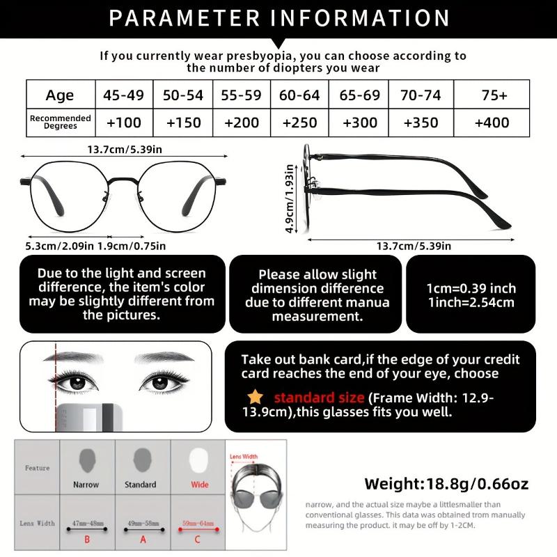 3PCS Anti Blue Light Reading Glasses For Women Men Daily Life Fashion Metal Round Frame Presbyopic Glasses Eyewear With Grade