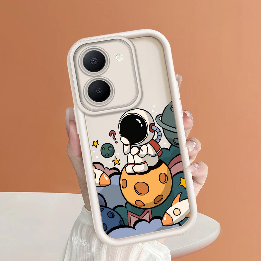 Soft Silicone Square Ladders Cartoon Pattern Full Cover Camera Protection Shockproof Case for iPhone Infinix Tecno Vivo