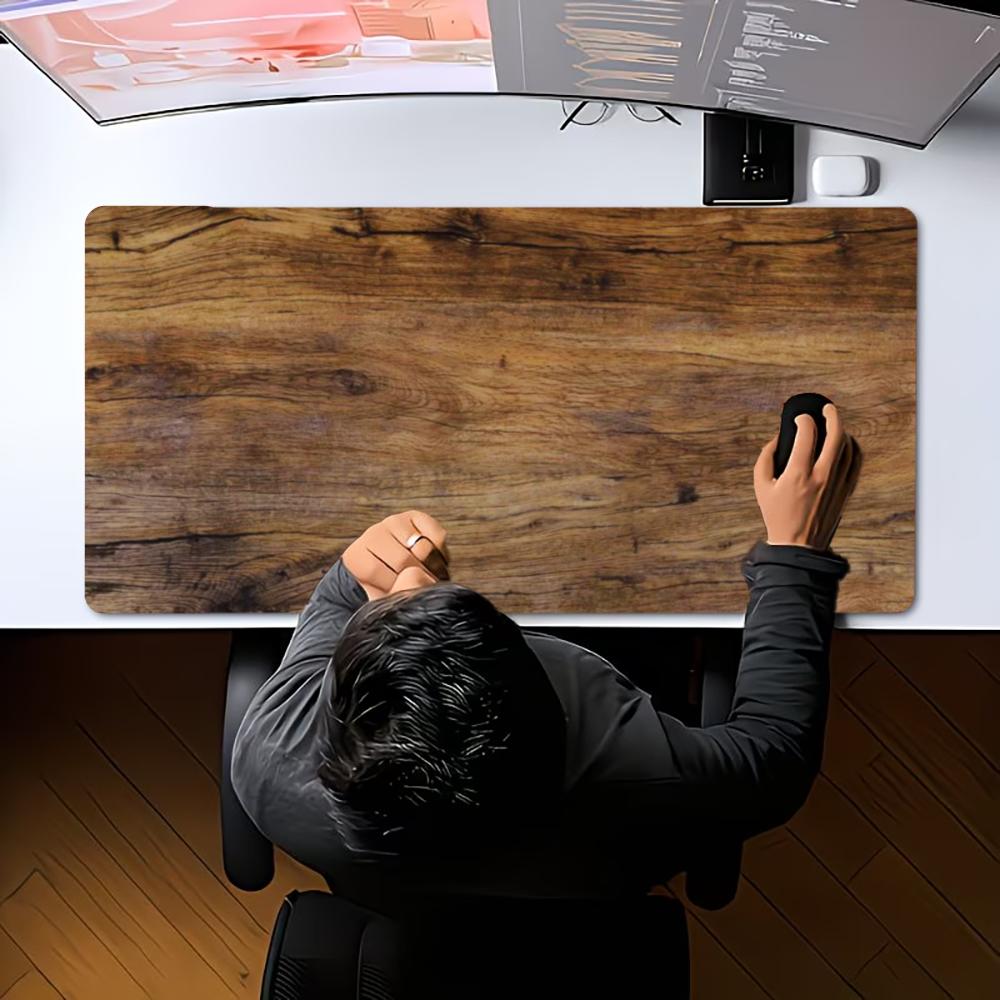 Large Retro Simulated Wooden Grain Mouse Pad XXL Minimalist Vintage Desk Mat Non-Slip Rubber Keyboard Pad For Home Desktop