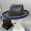 Elegant Feather Homburg Wool Styling Hat with Wide Brimmed Flat Hat Wide Brimmed Western Hat for Casual Wear