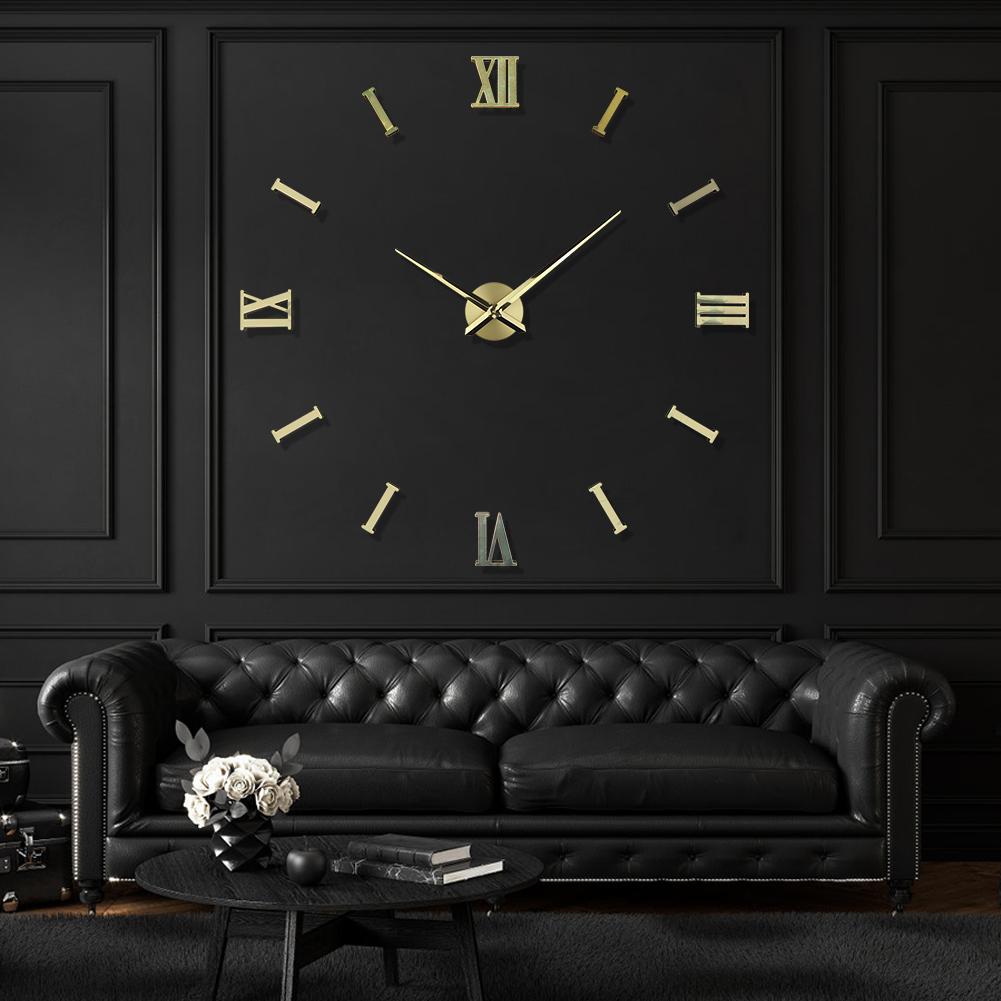 City Art Unique Nordic Luxury Acrylic Sticker Silver Big DIY 3D Home Decoration Modern Wall Clocks Wall Horloge Reloj Pared