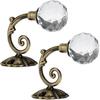 Curtain Tieback Hooks Drapery Holdbacks Crystal Ball Curtain Hookback Wall Mount Metal Curtain Holdback (Bronze 2pcs)
