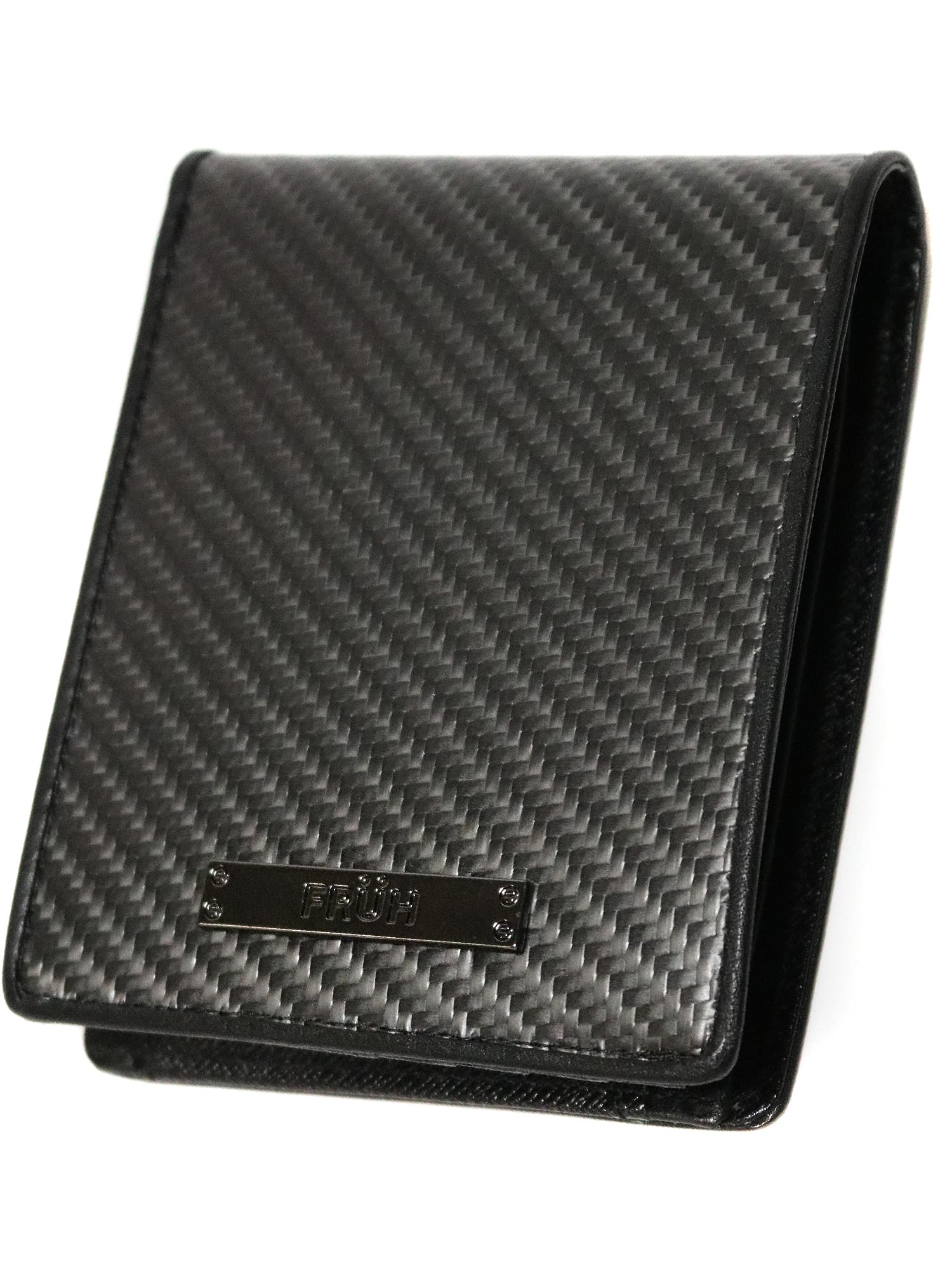 

Black, Japanese-made, genuine carbon leather wallet for men and women. Genuine cowhide leather. Bifold, bifold, bifold, short, mini, compact,